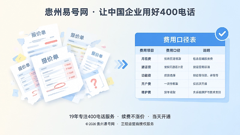 左右对比图，展示400电话报价单与费用口径表的差异